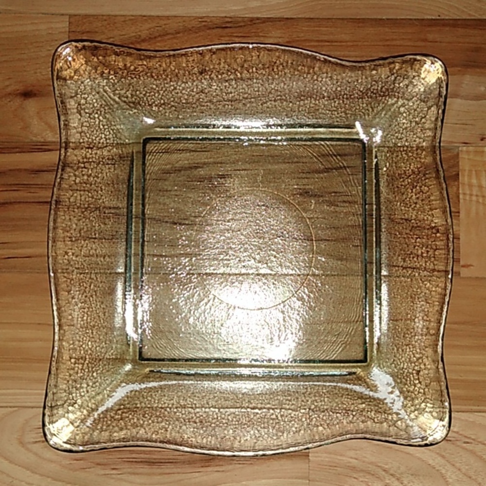 Recycled Glass Square Textured Tray Beveled Plate